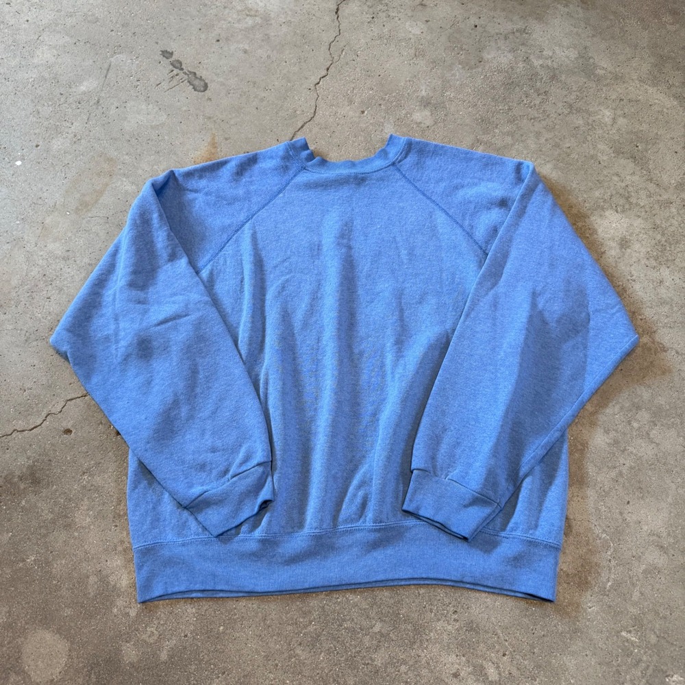 Vintage Blank Tultex Sweatshirt Mens XL Blue Maximum Sweats Raglan Made in USA